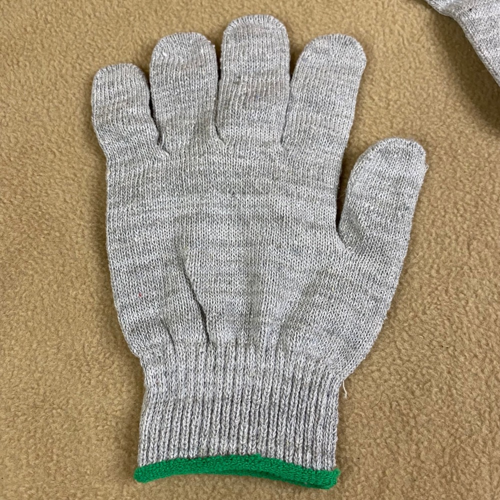 Garden Work Gloves Knit Grey Green Trim Outdoor Yard Cotton 1 Pr Grey Unisex New - Picture 2 of 2
